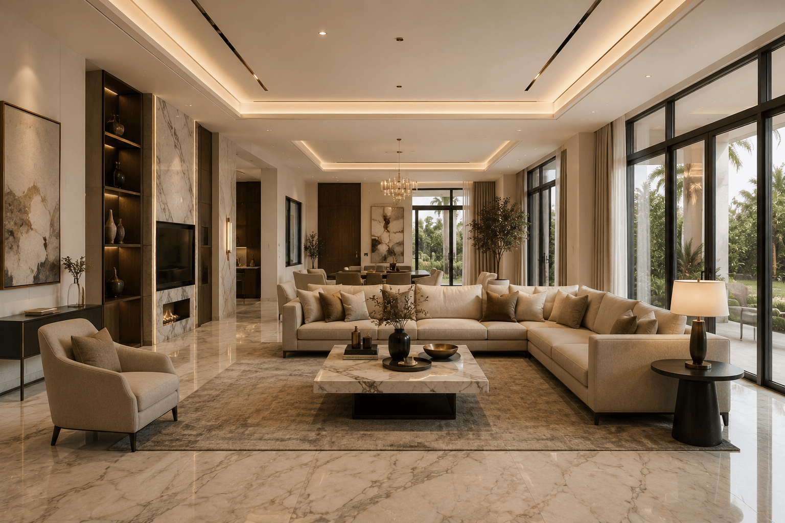 Marble flooring in a residential villa interior – Beacon Capital