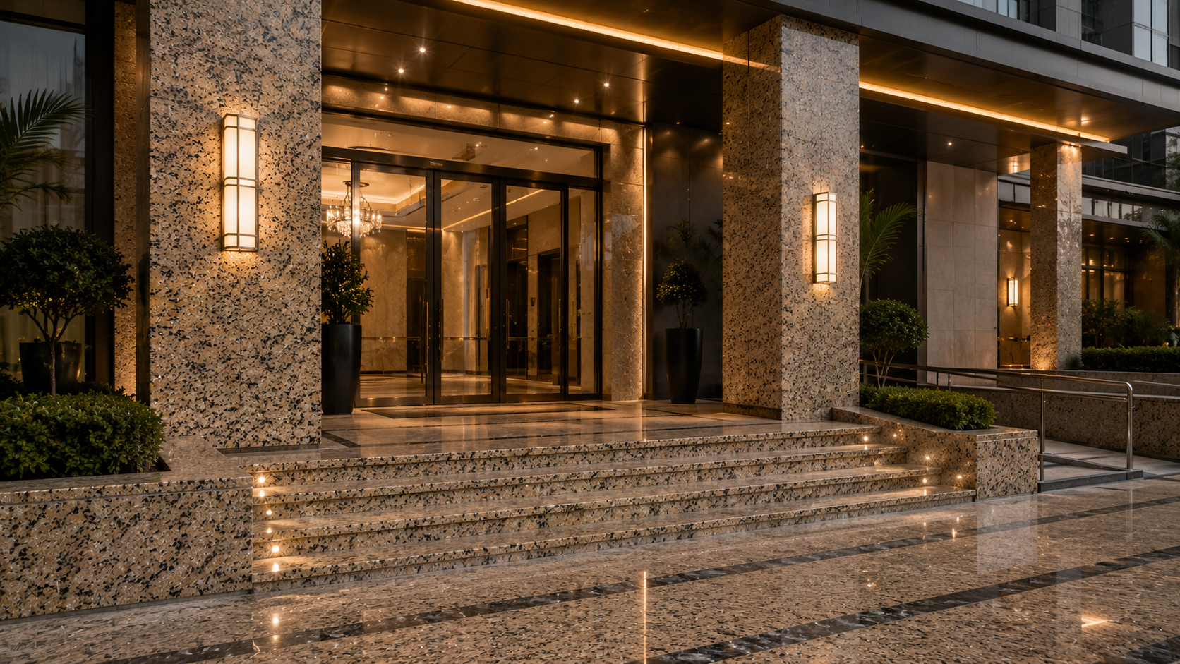 Natural stone building entrance paving – Beacon Capital