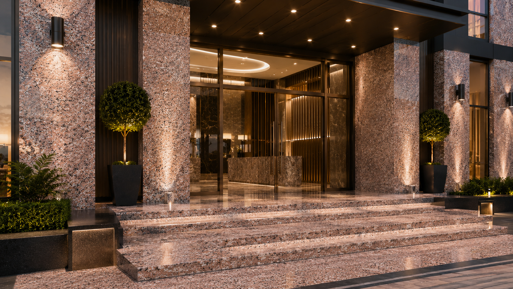 Natural stone paving in a commercial plaza – Beacon Capital