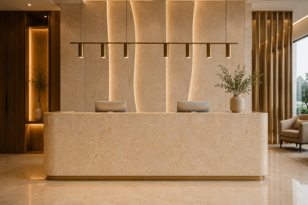 Cleopatra marble reception counter application