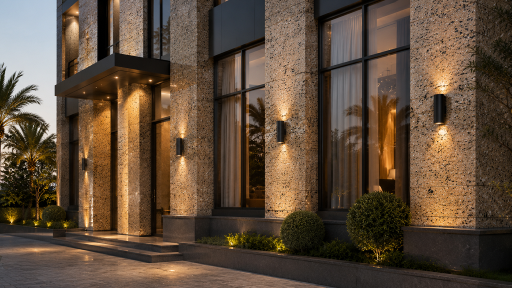 Natural stone exterior wall cladding facade