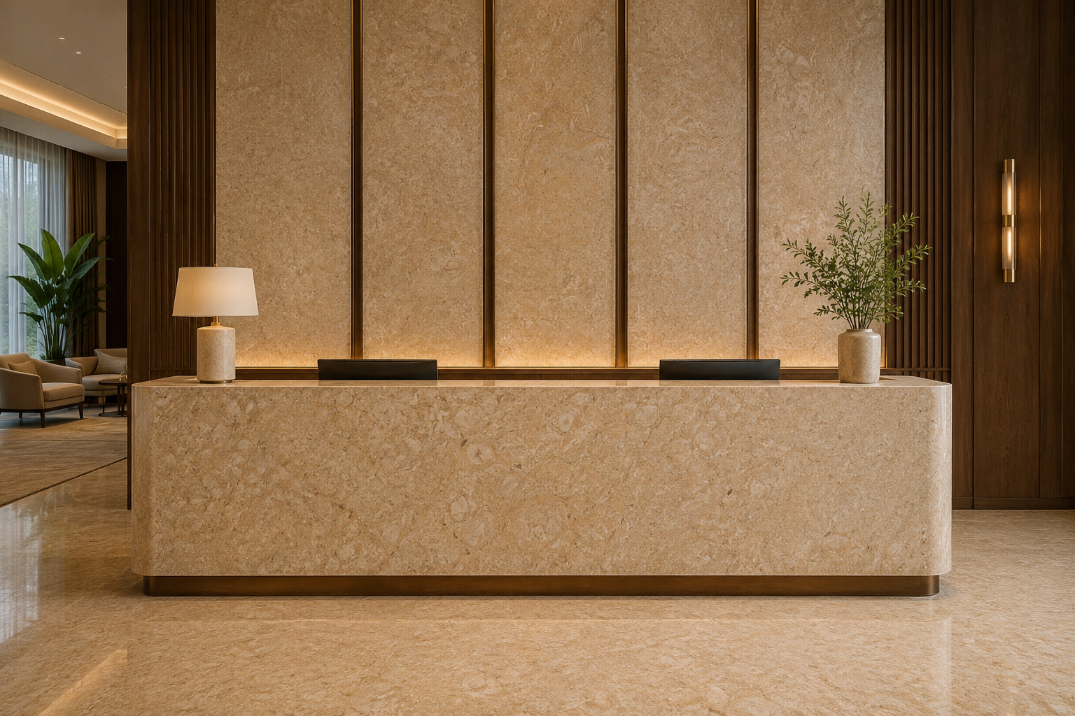 Fantazia Sunny marble reception counter application reference