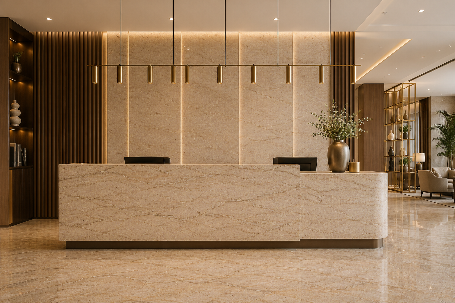 Fantazia Sylvia marble reception counter application reference