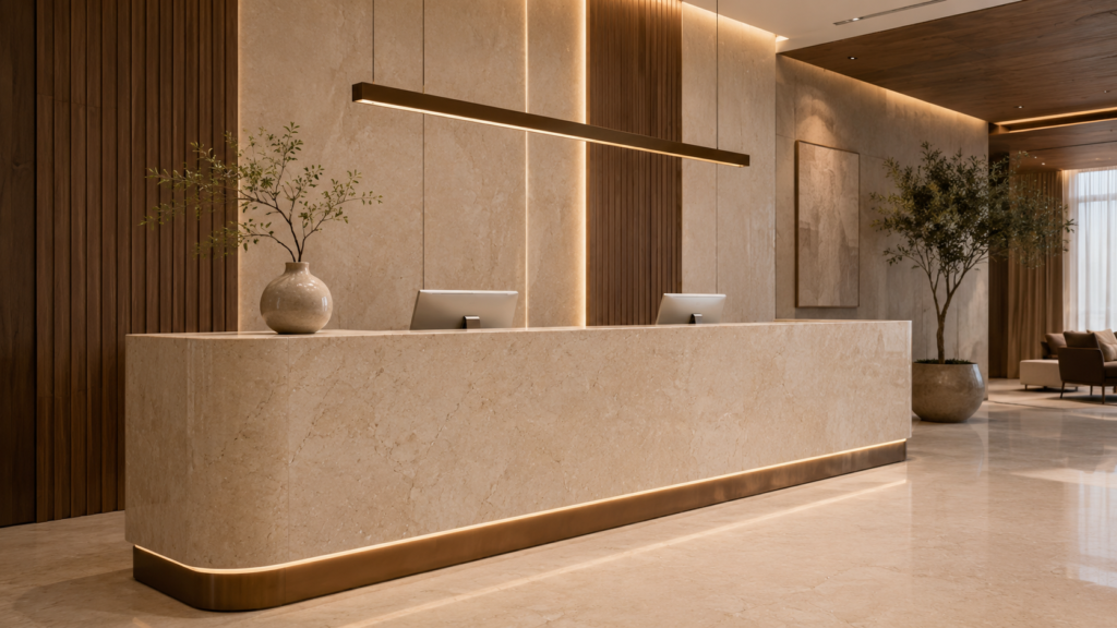 Galala marble reception counter application