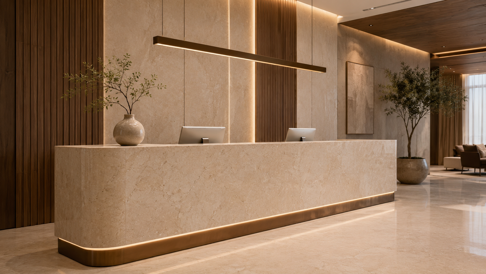 Galala marble reception counter application