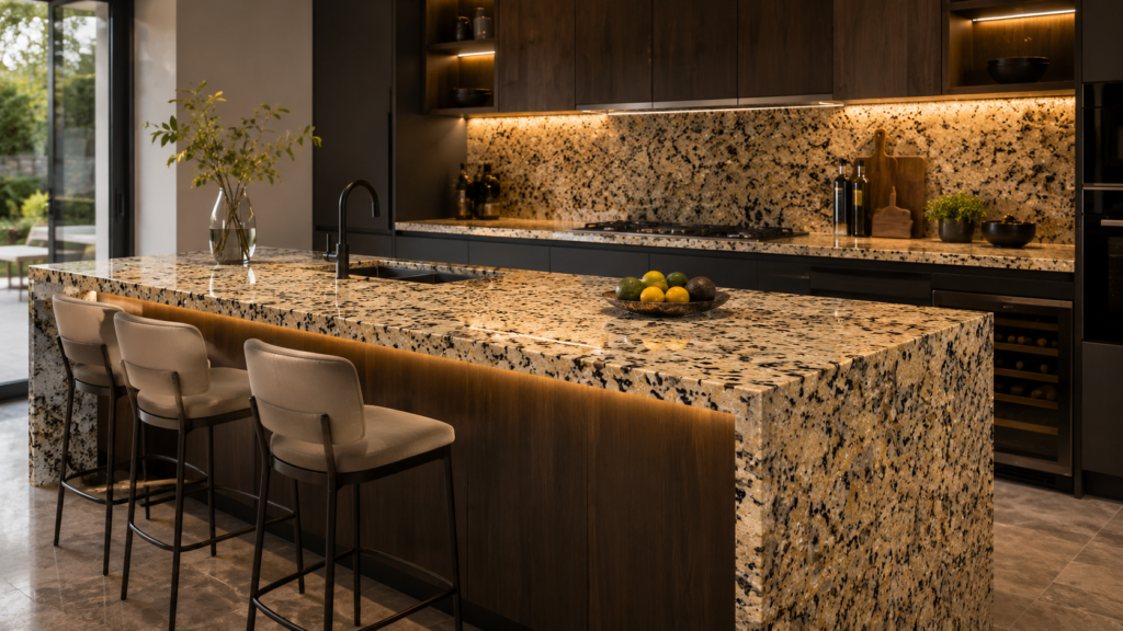 Custom marble and granite kitchen countertop by Beacon Capital