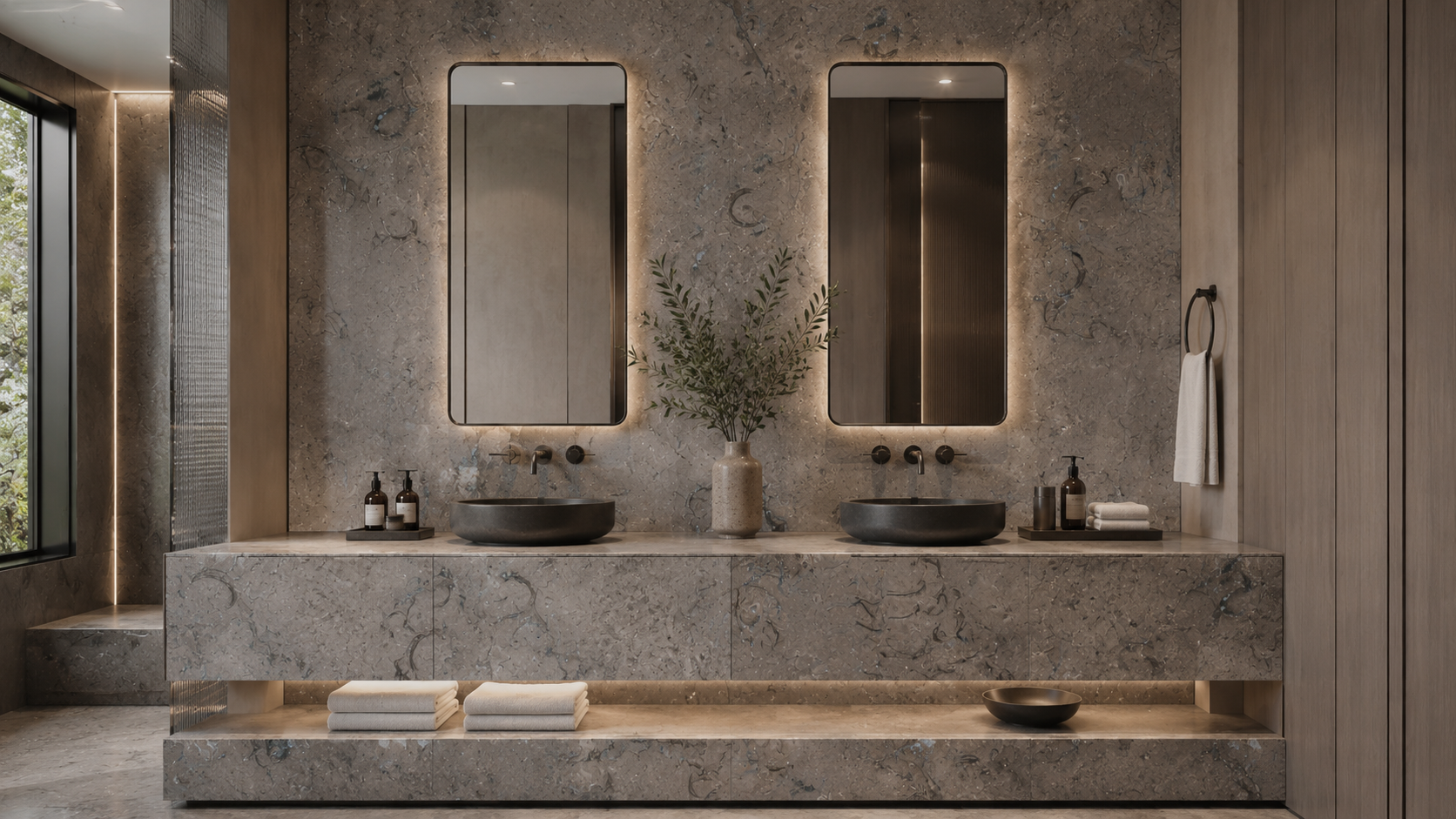 Marble bathroom vanity application reference