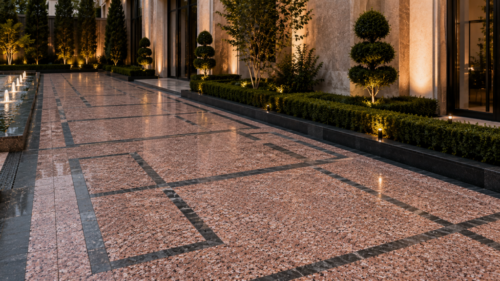 Natural stone paving in an outdoor terrace – Beacon Capital