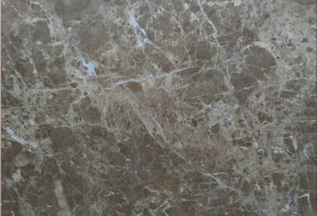 Polished Emperador Egyptian marble surface with natural veining